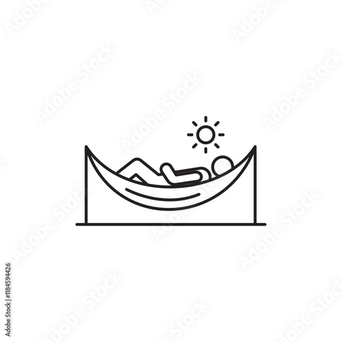 Person relaxing on hammock icon Simple thin outline