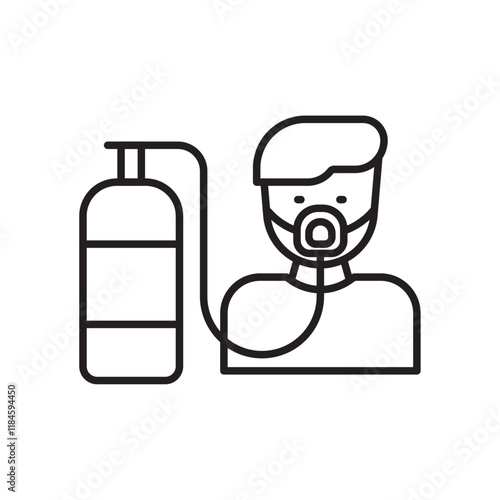 Person with oxygen mask icon Simple thin outline