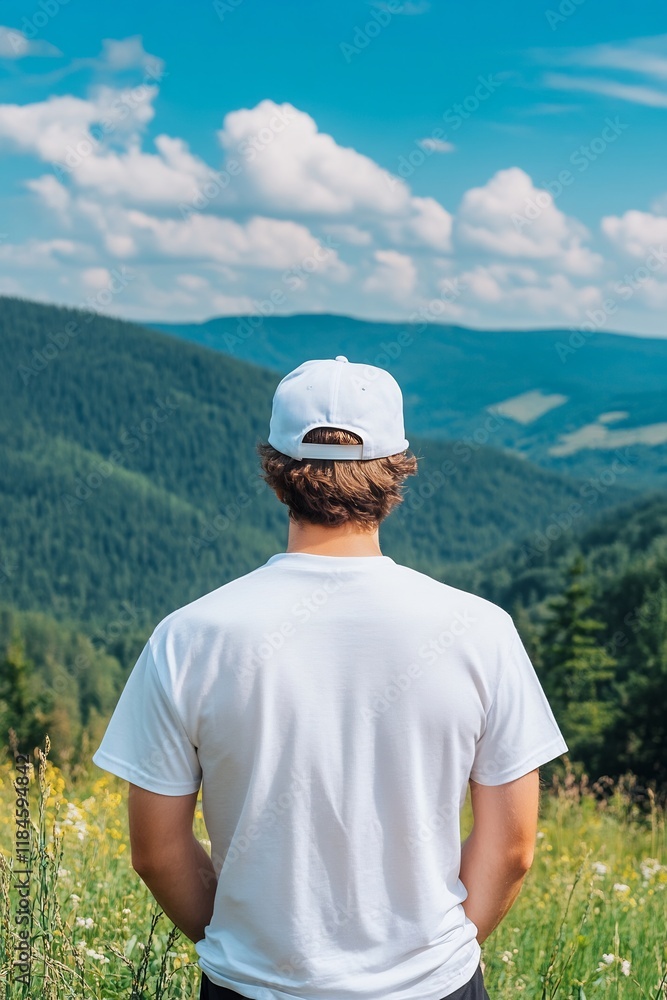 Contemplative Moment in Mountain Landscape Contemplative Moment in Mountain Landscape