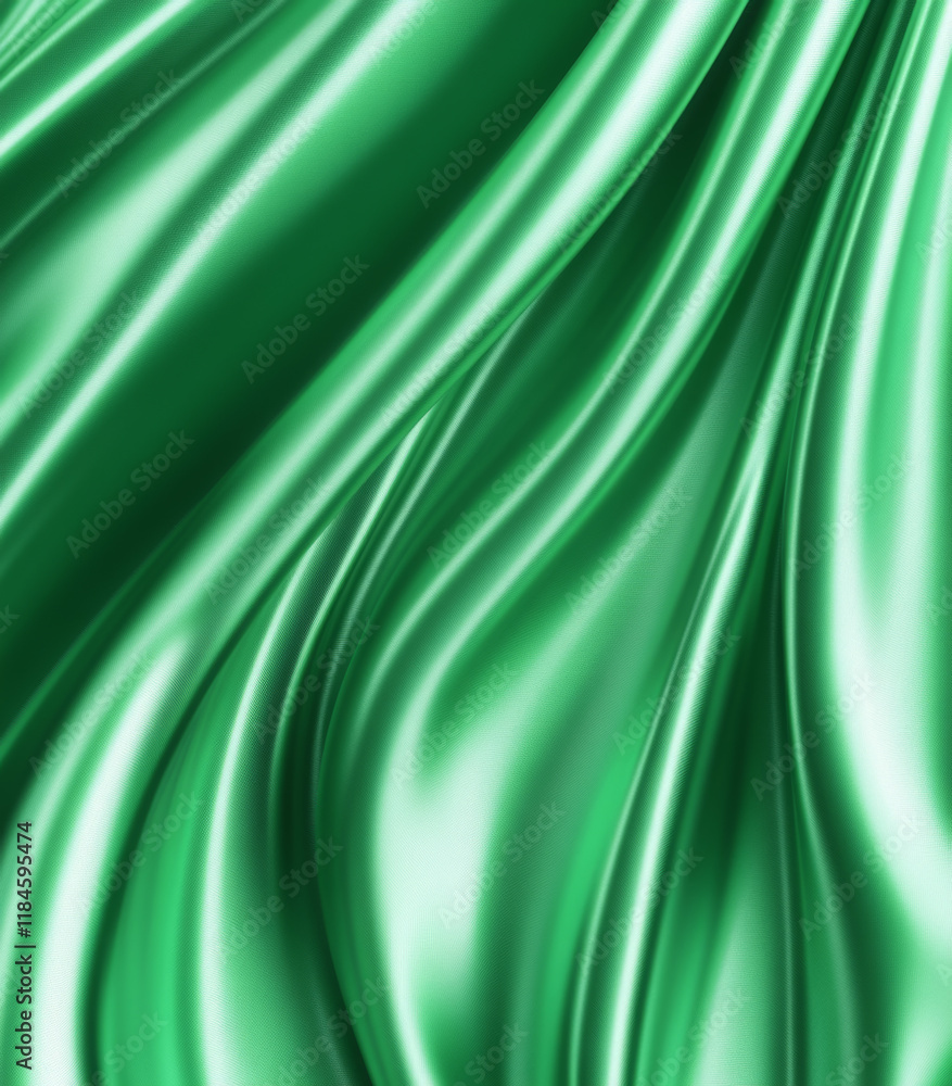 Emerald green satin fabric, shimmering with a gentle gradient transition. Smooth drapery texture and light shadow waves for a refined blank design. Emerald green satin fabric, shimmering with a gentle gradient transition. Smooth drapery texture and light shadow waves for a refined blank design.