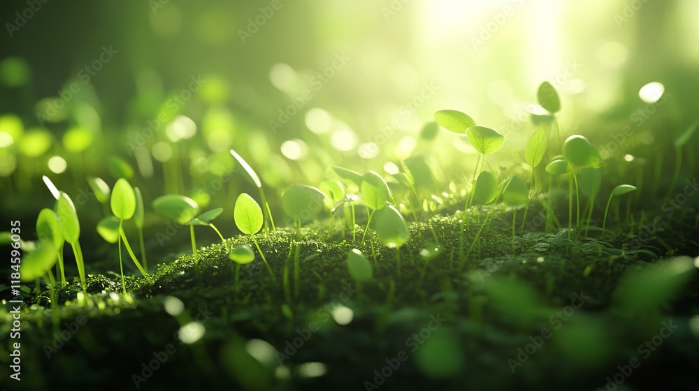 Vivid green seedlings emerging in soft sunlight, symbolizing growth and new beginnings. Ideal for themes of nature and renewal. Vivid green seedlings emerging in soft sunlight, symbolizing growth and new beginnings. Ideal for themes of nature and renewal.
