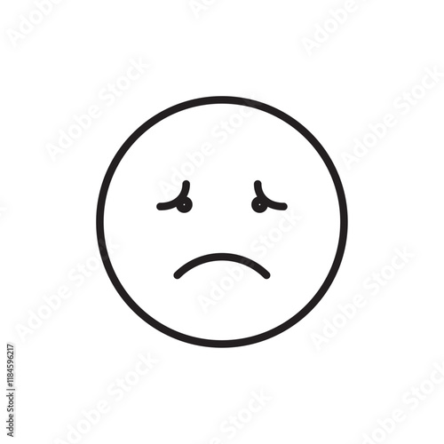 Sad, upset or lonely emoticon icon Simple thin outline