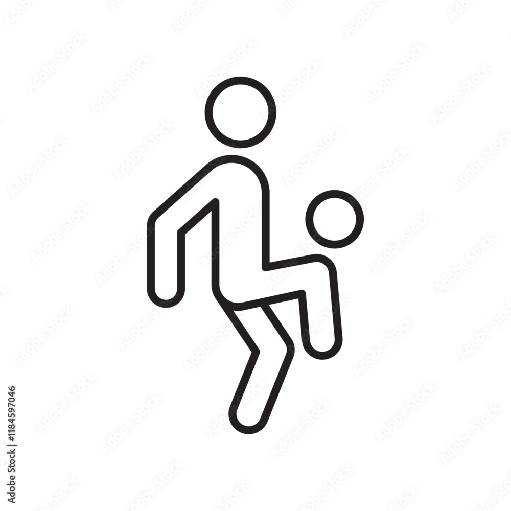 Obraz premium Soccer player with ball icon Simple thin outline