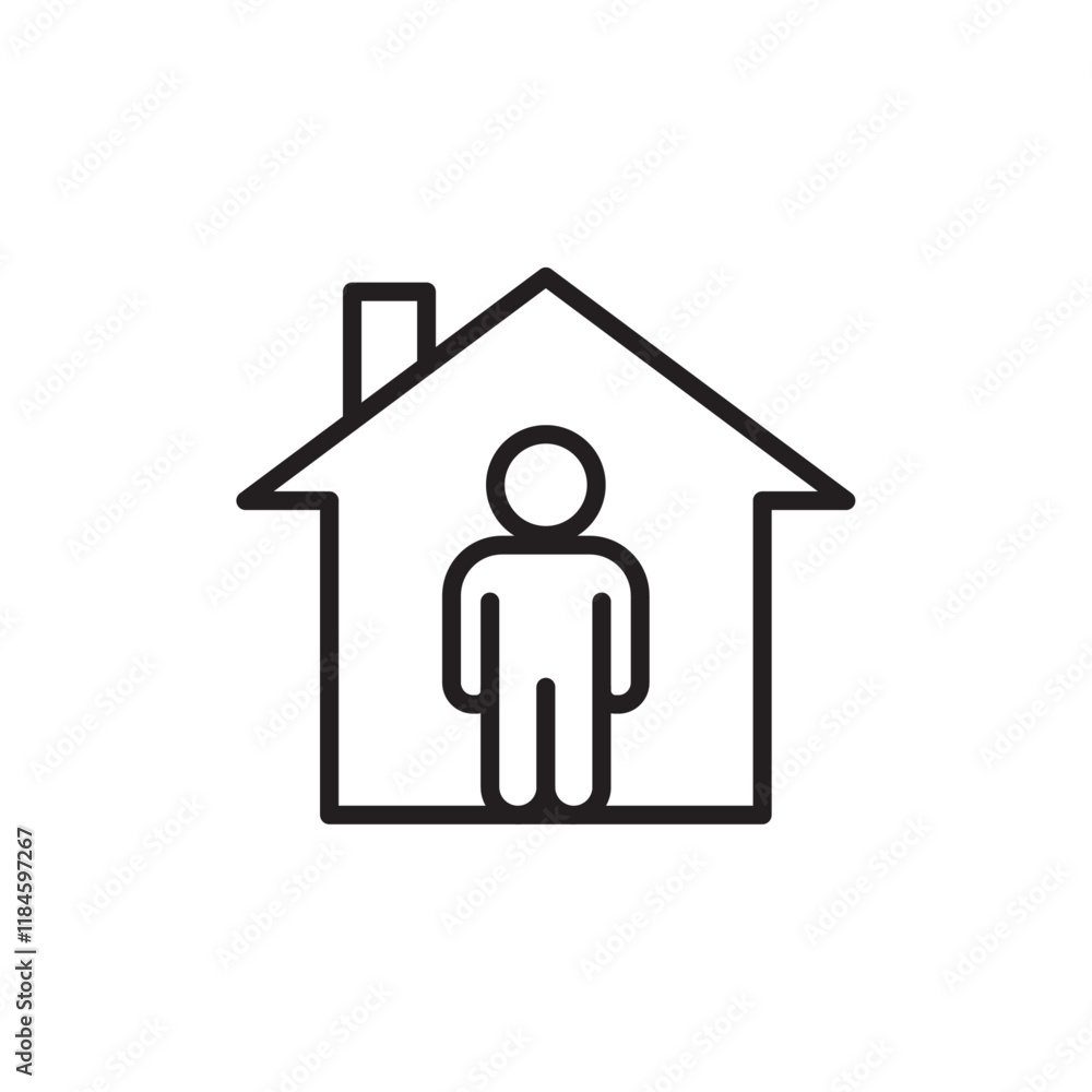 Stay home icon Simple thin outline Stay home icon Simple thin outline