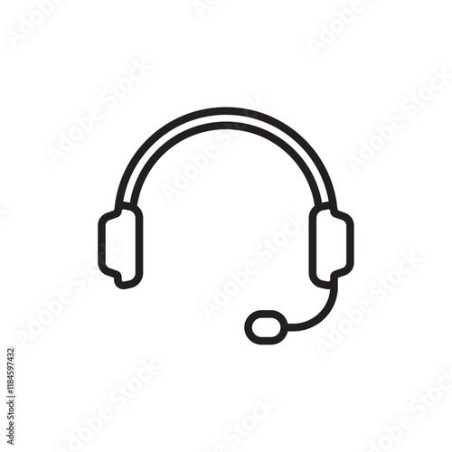 Support headset icon Simple thin outline