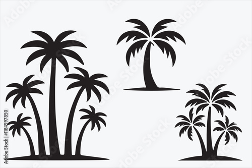 Stylized black silhouette palm trees