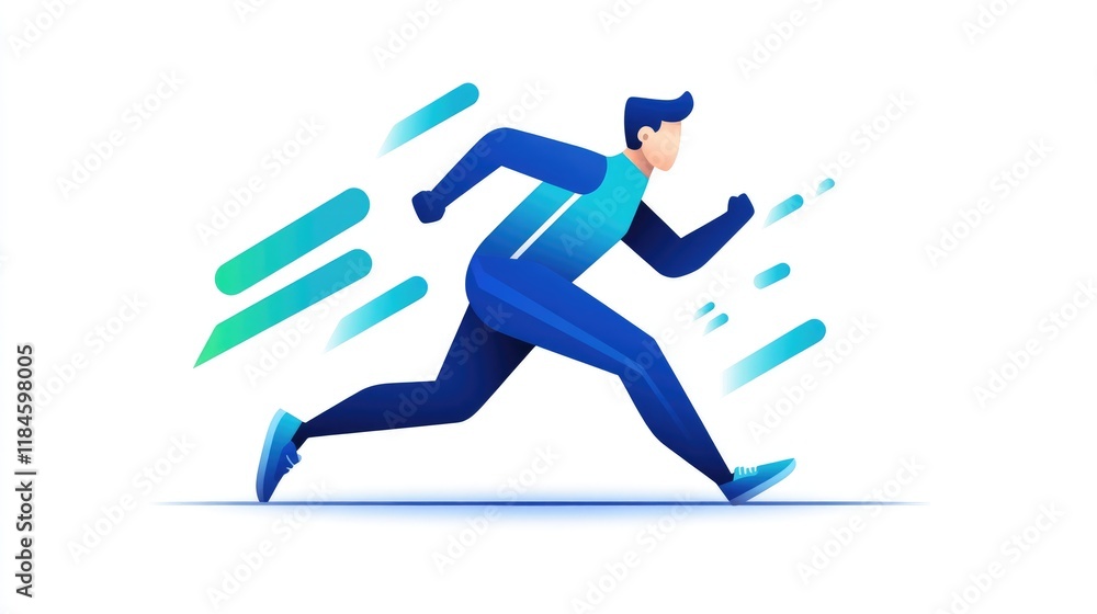A stylized illustration of a man running fast, representing speed, energy, and determination. A stylized illustration of a man running fast, representing speed, energy, and determination.