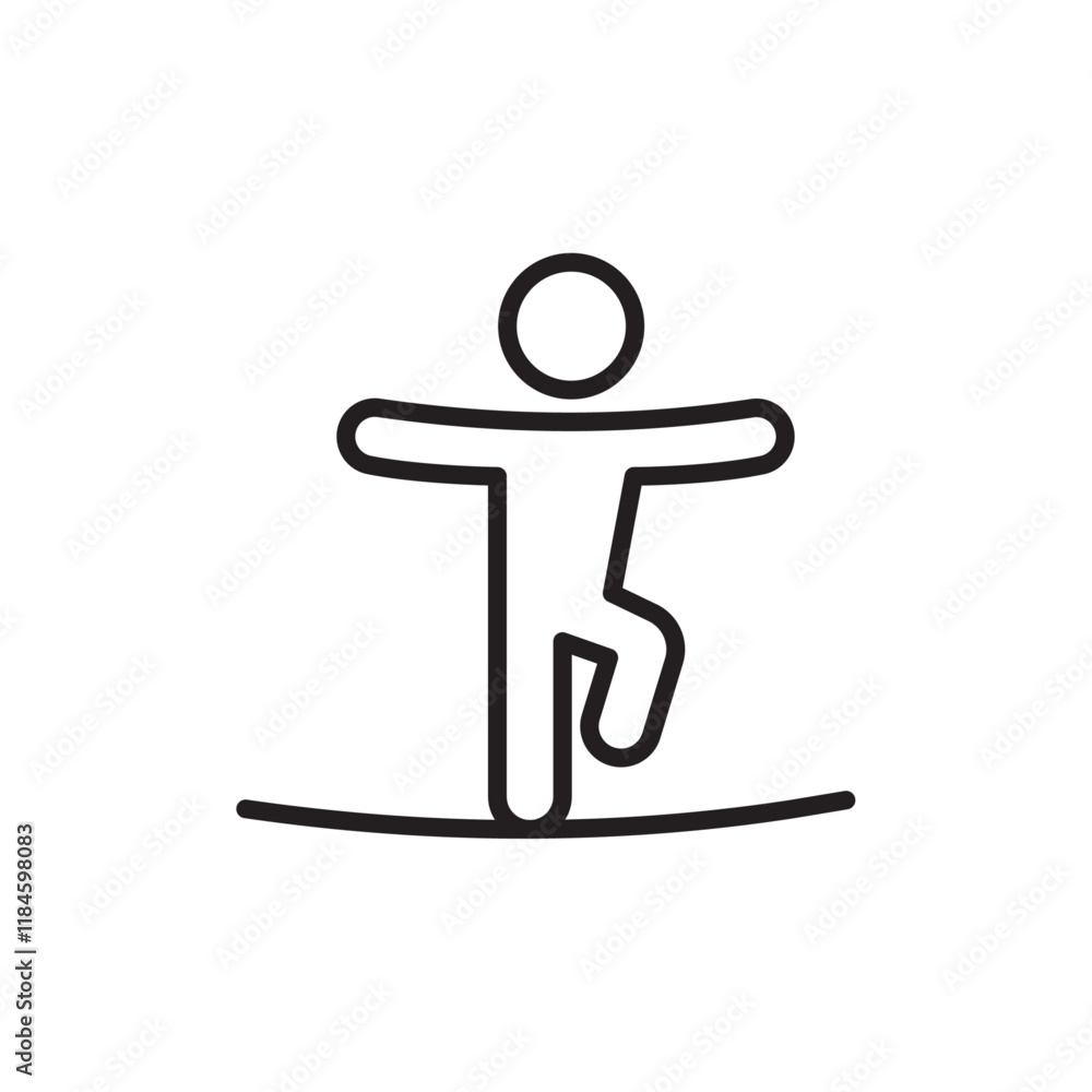 Tightrope walker icon Simple thin outline Tightrope walker icon Simple thin outline