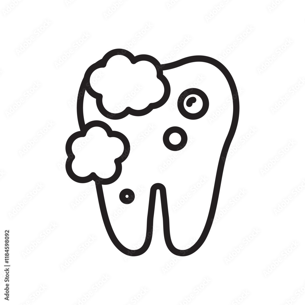 tooth cleaning icon Simple thin outline tooth cleaning icon Simple thin outline