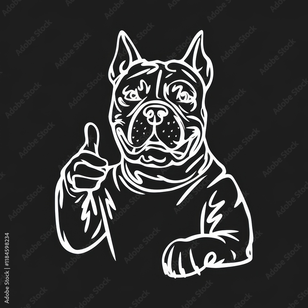 Stylized illustration of a dog giving a thumbs up gesture. Stylized illustration of a dog giving a thumbs up gesture.