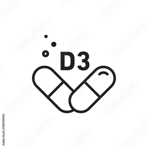 Vitamin D3 icon Simple thin outline
