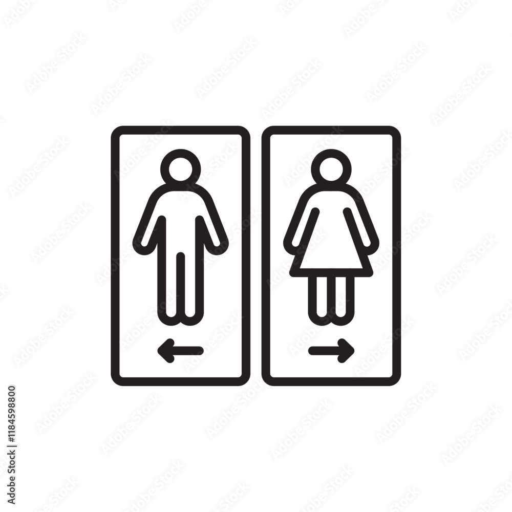 wc toilet door plate icon Simple thin outline wc toilet door plate icon Simple thin outline