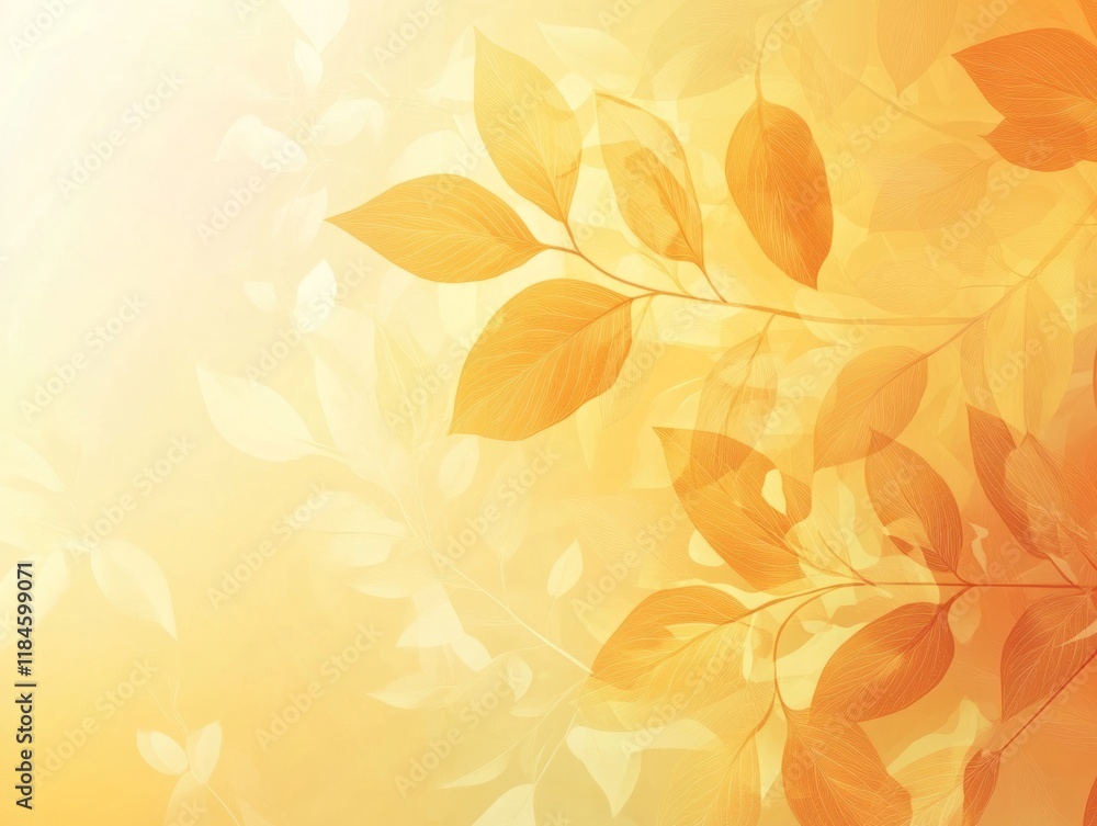Golden Autumn Leaves Branch Abstract Background Golden Autumn Leaves Branch Abstract Background