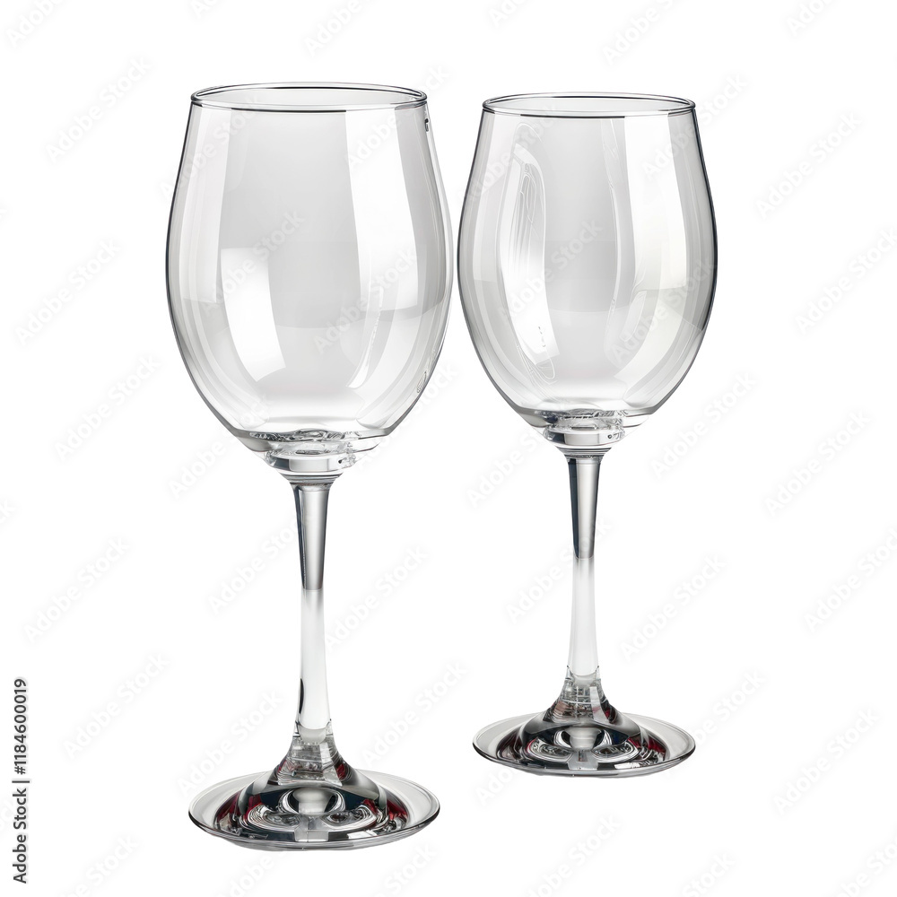 Two Elegant Stemmed Wine Glasses on a Clean transparent background for Photorealistic Presentation Two Elegant Stemmed Wine Glasses on a Clean transparent background for Photorealistic Presentation