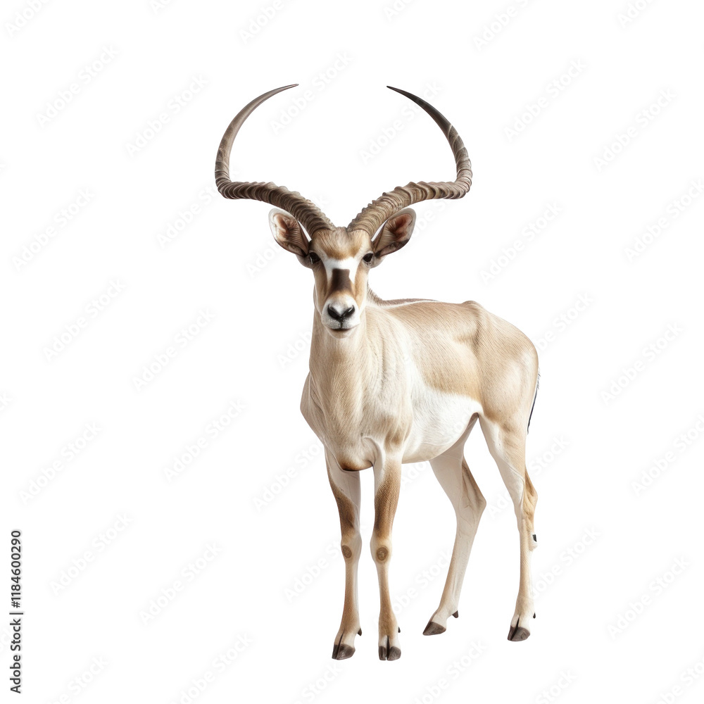 Realistic Antelope with Curved Horns on a Clean transparent background in Photorealistic Style Realistic Antelope with Curved Horns on a Clean transparent background in Photorealistic Style