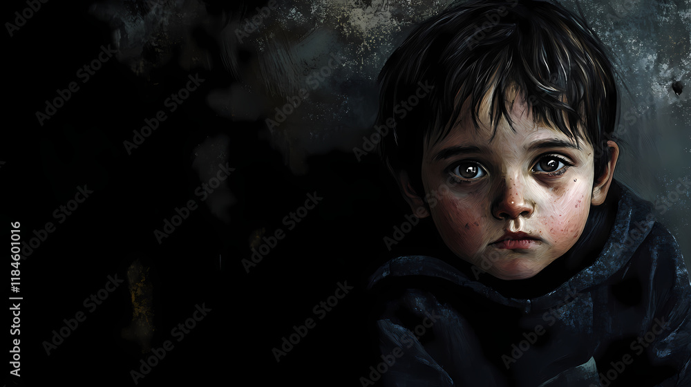 Hungry, starving, poor little child looking at the camera. Starveil. Illustration Hungry, starving, poor little child looking at the camera. Starveil. Illustration