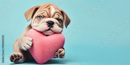 Adorable Puppies Hugging Hearts portraits in Hyper-Realistic Settings photo