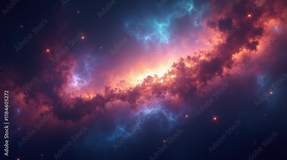 Fototapeta premium Nebula and galaxies in space. Abstract cosmos background