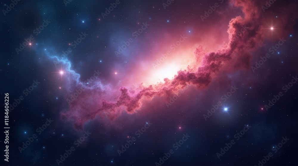 Fototapeta premium Nebula and galaxies in space. Abstract cosmos background