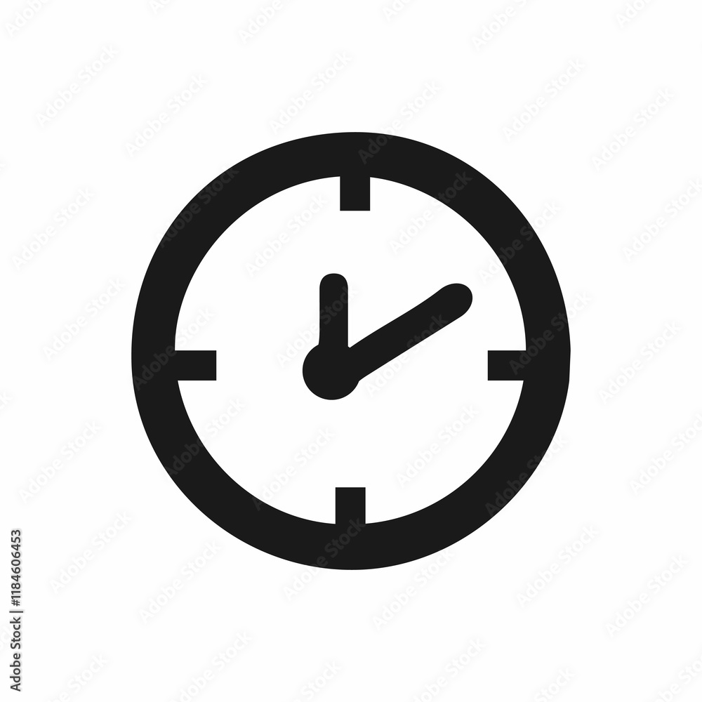 This is a clean, vector illustration of a clock face with hands showing a specific time. This is a clean, vector illustration of a clock face with hands showing a specific time.