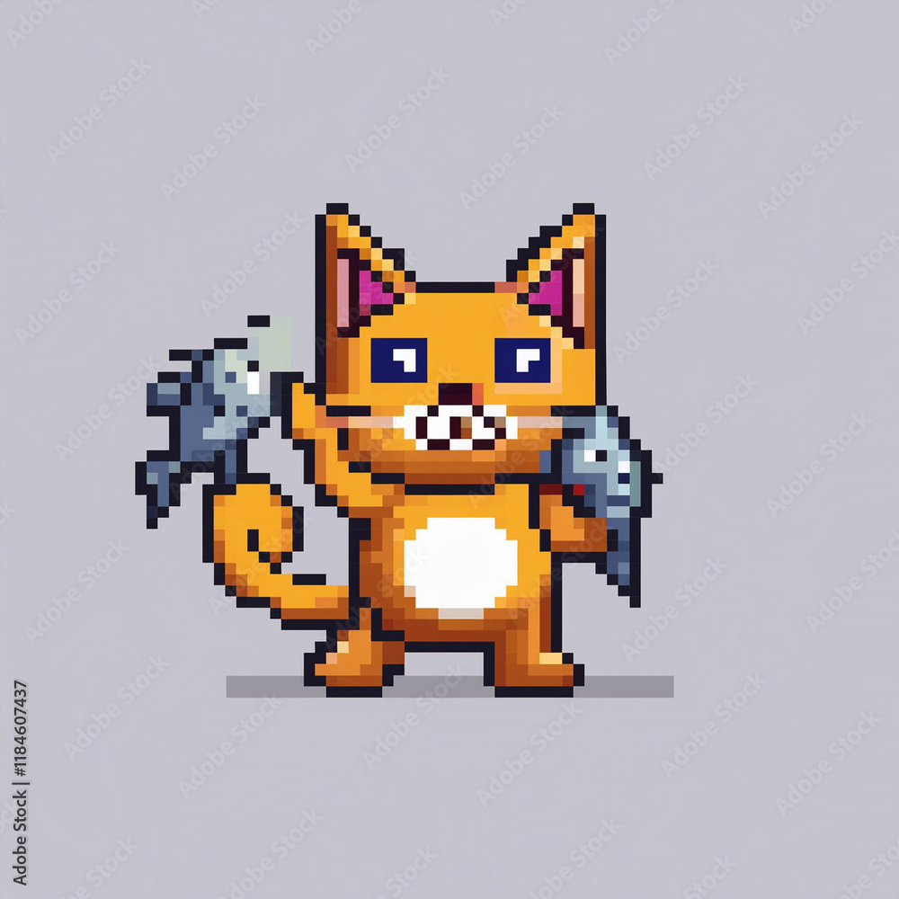 Pixel art style pixelated cat Pixel art style pixelated cat