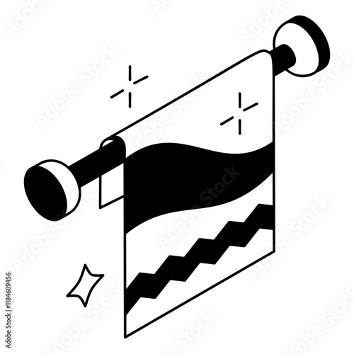 Towel Rails isometric vector design, Housekeeping symbol, Public health Custodial sign, Waste management illustration, cleaned bathroom towel outline concept