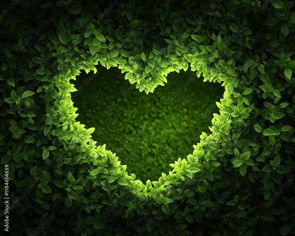 A whimsical herbal forest scene shaped into a heart, with glowing light and romantic ambiance A whimsical herbal forest scene shaped into a heart, with glowing light and romantic ambiance