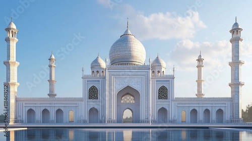 Wallpaper Mural Majestic white mosque reflected in a calm pool at sunrise. Torontodigital.ca