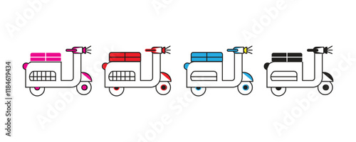 Print Motorbike on the road illustration. Motorcycle transport for travel and trip, icon