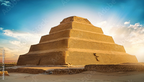 ancient mesopotamian ziggurat uruk historical stepped pyramid architecture in sunlit desert