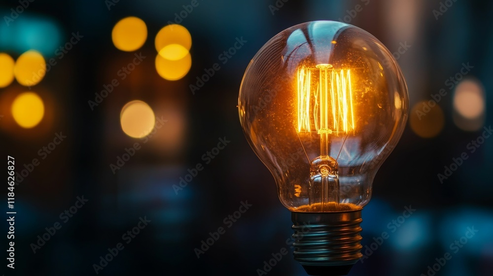 Glowing bulb, dark background, bright filament. Glowing bulb, dark background, bright filament.