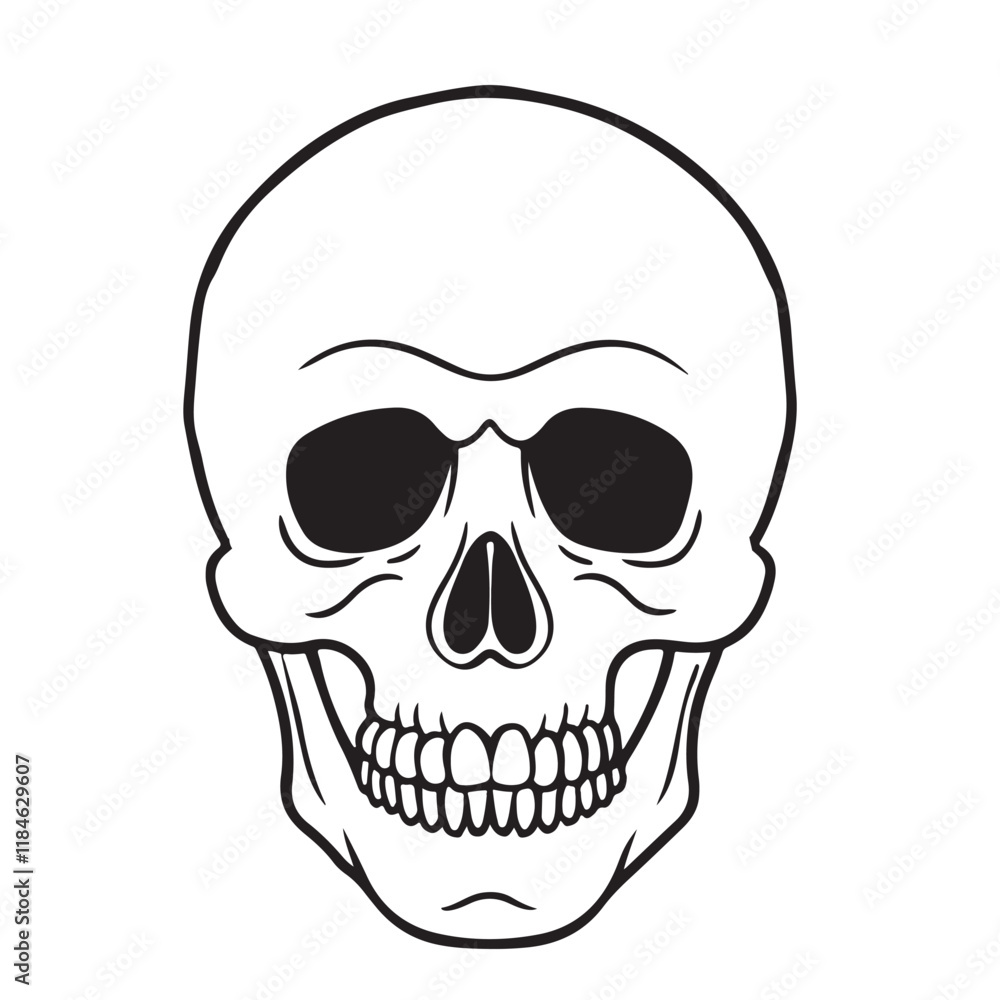 The skull icon. Black silhouette of a human skull. Vector illustration isolated on a white background for design and web. The skull icon. Black silhouette of a human skull. Vector illustration isolated on a white background for design and web.