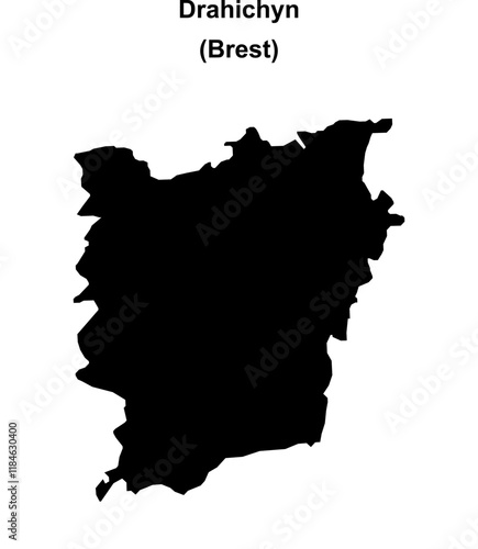 Drahichyn district blank outline map