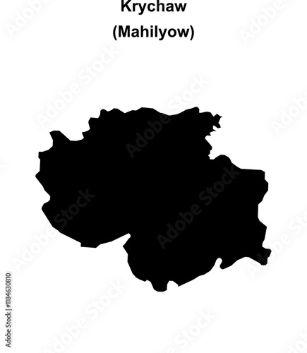 Krychaw district blank outline map
