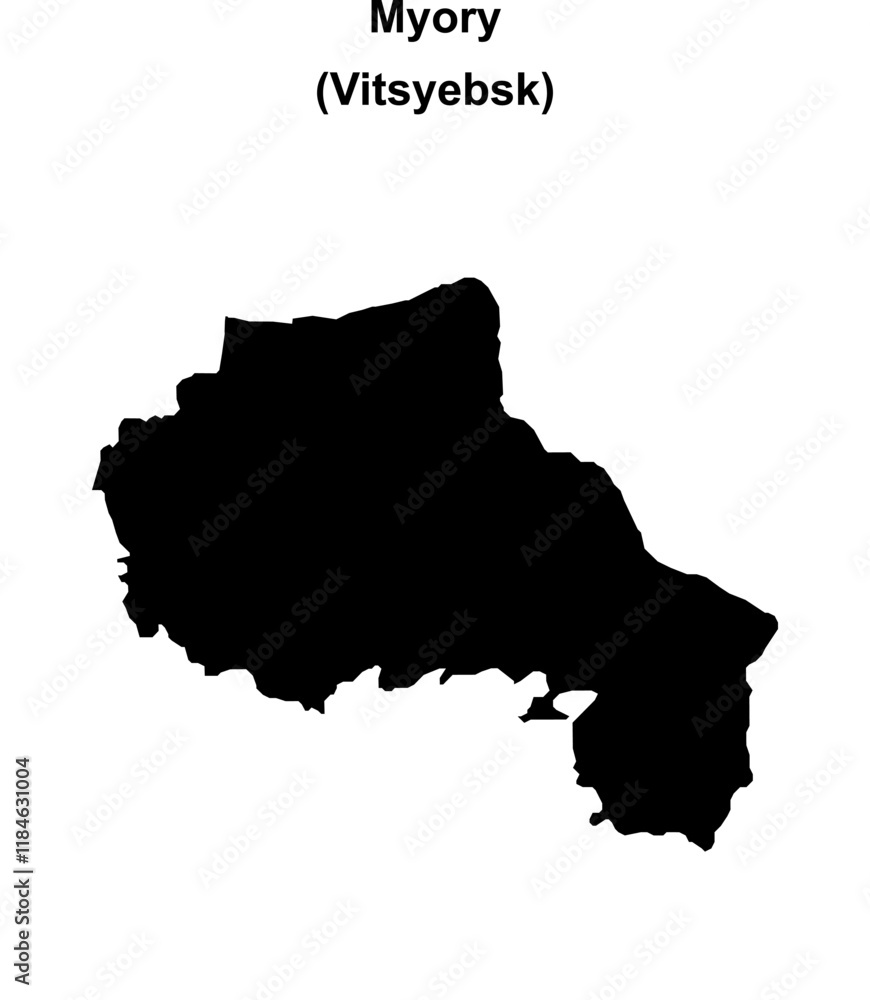 Obraz premium Myory district blank outline map