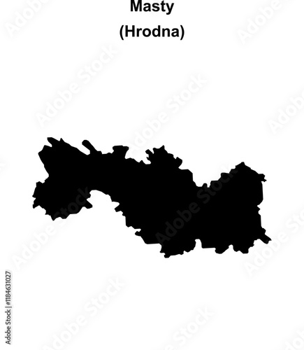 Masty district blank outline map