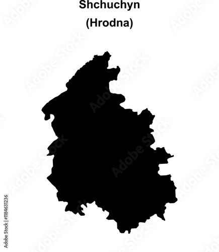 Shchuchyn district blank outline map