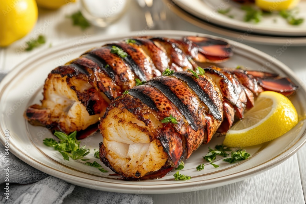 Grilled lobster tail with lemon Grilled lobster tail with lemon