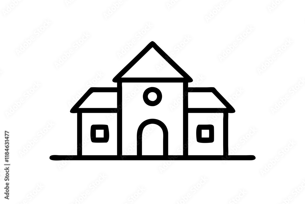 Chic School Silhouette Icon on Clean White Background Chic School Silhouette Icon on Clean White Background