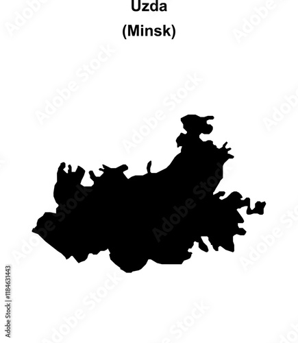 Uzda district blank outline map