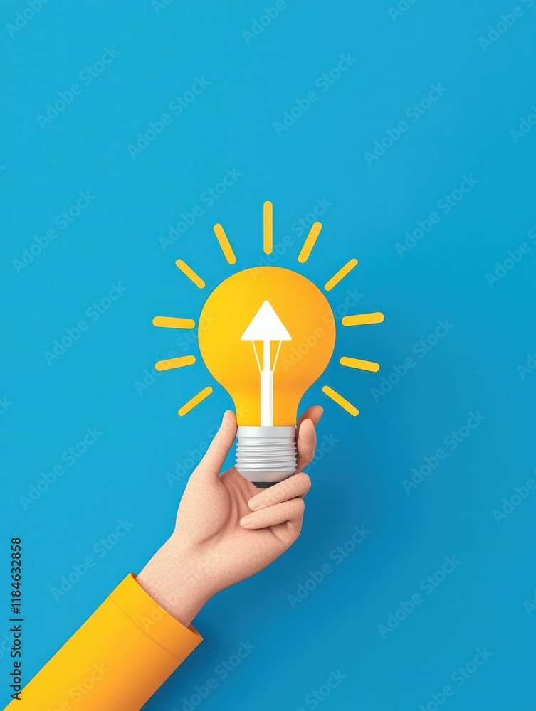 A creative hand holding a light bulb symbolizing ideas and innovation against a blue background. A creative hand holding a light bulb symbolizing ideas and innovation against a blue background.