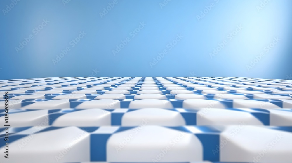 Fototapeta premium Stunning 3D Render: Abstract Blue and White Geometric Pattern, Seamlessly Repeating. AI Generated