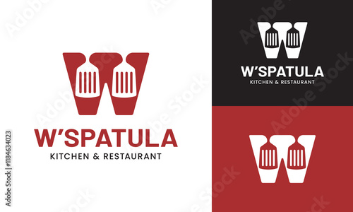Letter Initial W Spatula Logo Design Template. Suitable for Restaurant Kitchen Bistro Cafe Catering Eatery Grill Barbeque or Chef Cook Kitchener Food Blogger Business Brand Company Logo Design