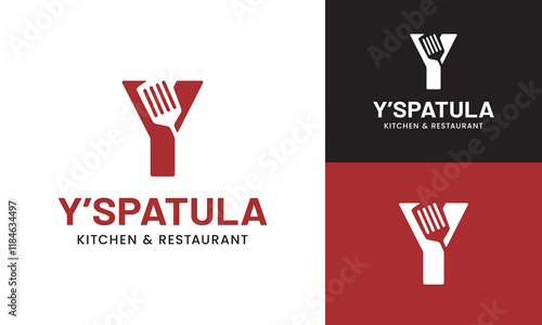 Letter Initial Y Spatula Logo Design Template. Suitable for Restaurant Kitchen Bistro Cafe Catering Eatery Grill Barbeque or Chef Cook Kitchener Food Blogger Business Brand Company Logo Design