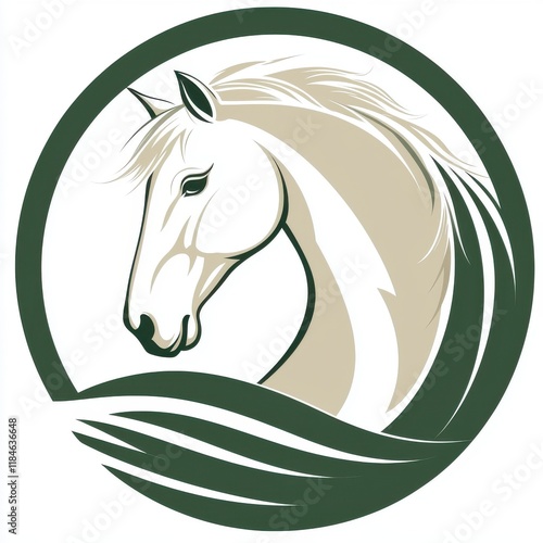 Elegant Horse Logo in Circle with Flowing Lines and Artistic Design photo