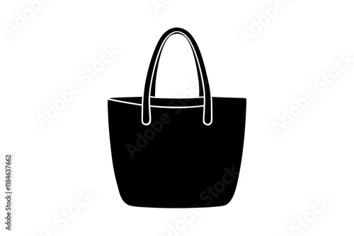 Chic Tote Bag Silhouette Icon on Clean White Background