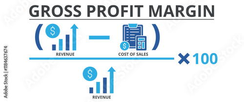 Gross profit margin banner include revenue, and cost of sales icon vector concept