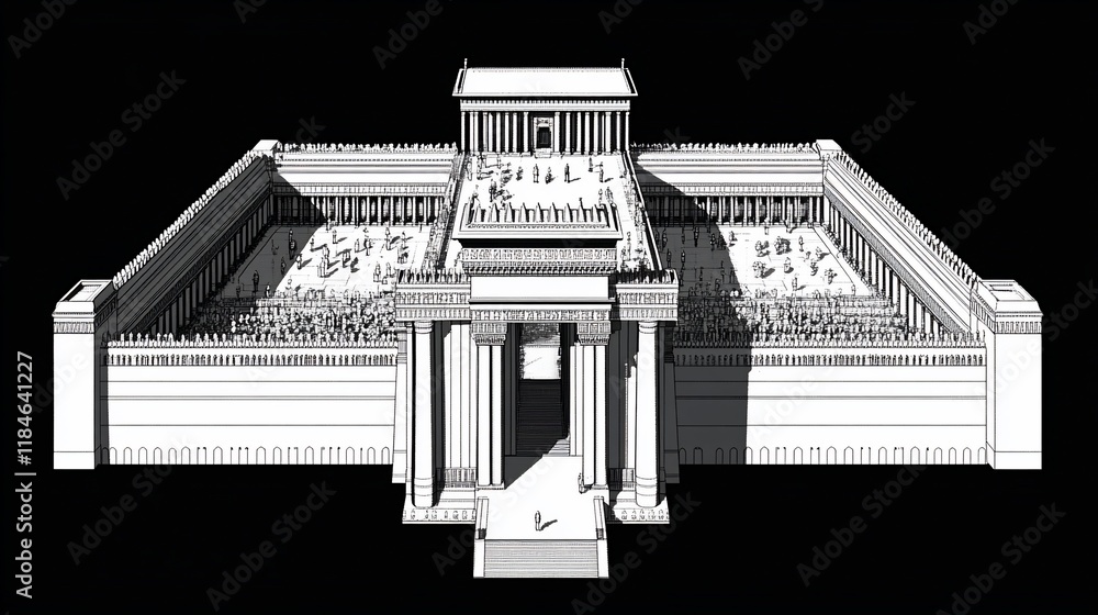 Obraz premium Architectural rendering of the Second Temple in Jerusalem.