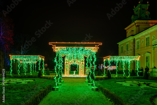 warszawa , miasto , Wilanów , Pałac, iluminacje,