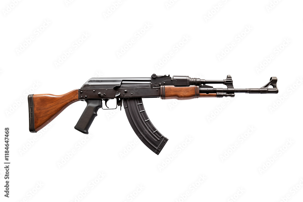 AK-47 Assault Rifle on Transparent Background – Iconic Firearm Design for Military, Tactical, and Security Applications. Perfect for Combat Scenes, Gaming Projects, Educational Materials and Realistic AK-47 Assault Rifle on Transparent Background – Iconic Firearm Design for Military, Tactical, and Security Applications. Perfect for Combat Scenes, Gaming Projects, Educational Materials and Realistic